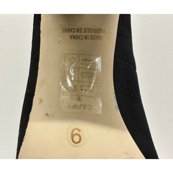 Chelsea Crew style Cappy metallic silver cap toe black suede pumps size 9 - Picture 8 of 9